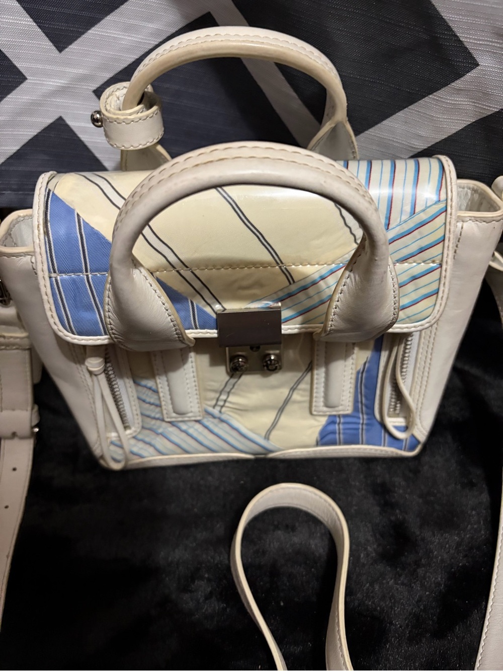 Phillip Lim Striped Shirting Cotton, PVC & Leather Pashli Mini Satchel Bag - Picture 5 of 12